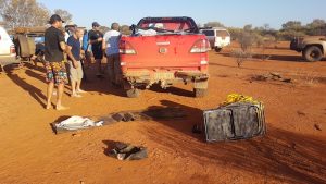 Gear out to start the wheel change.