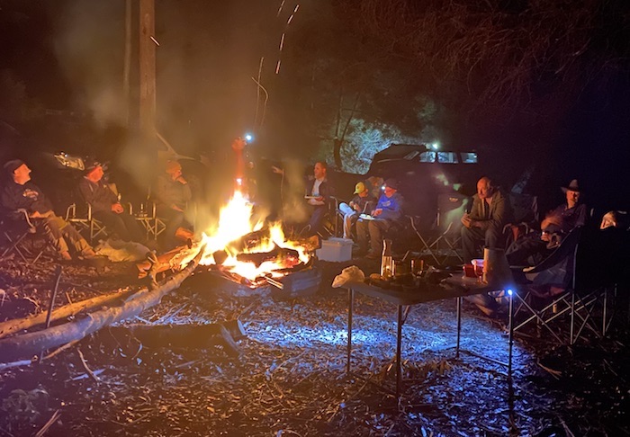 Around the fire at Grimwade.