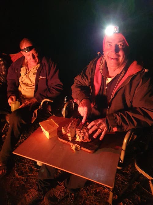 Jeff preparing damper for serving.