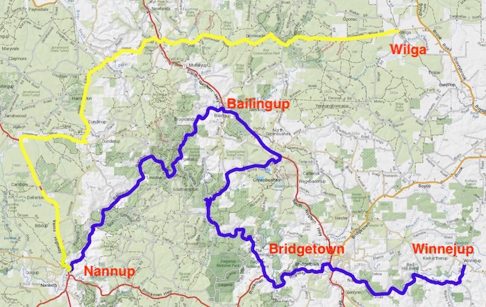 Winnejup to Wilga via Nannup.