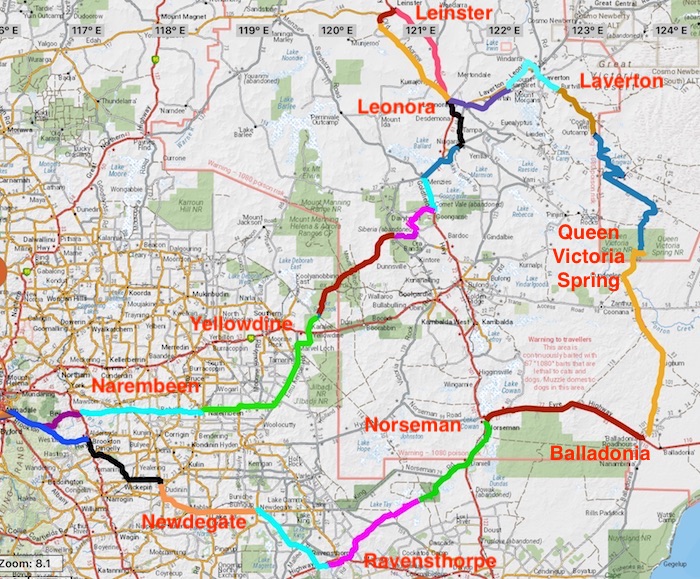 The route of the Outback Trek