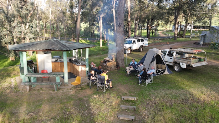 Around the campfire at Nannup Caravan Park.