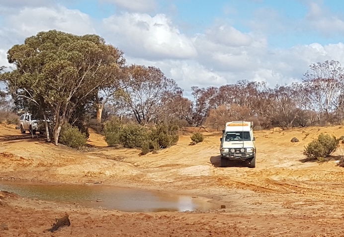 Brad and Jane in the Troopy at Ponton Creek.