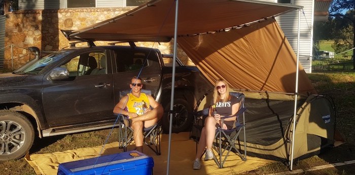 Nathan and Kirsty's camp setup.