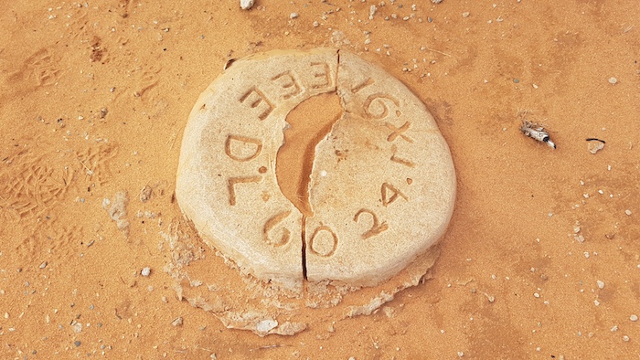 Concrete marker at Queen Victoria Spring.