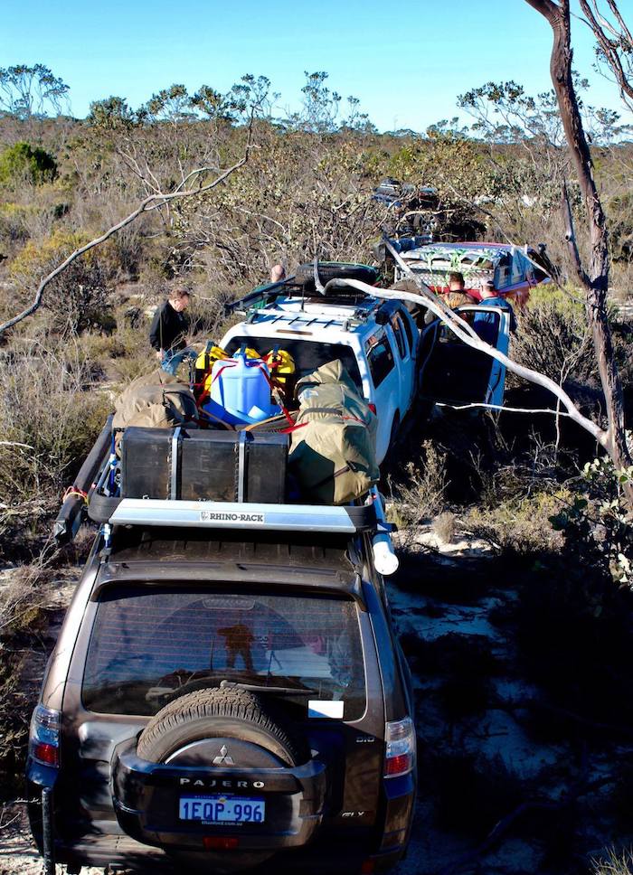 Convoy in thick bush.
