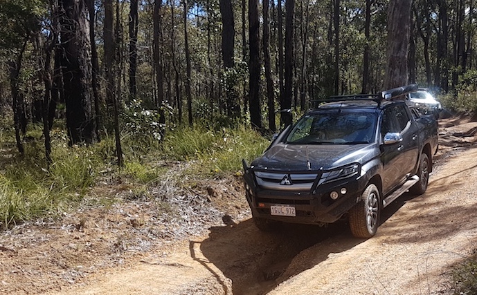 Nathan and Kirsty in their Triton, Dardanup Conservation Park.