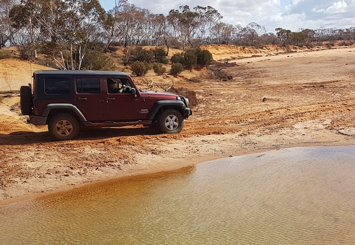 James and Tim in the Wrangler at Ponton Creek.