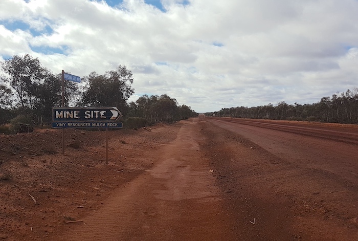The 'Tropicana Highway' with the sign pointing to the way we had come.