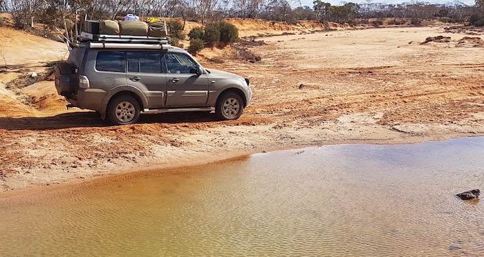 Paul and Andrew in the Pajero at Ponton Creek.