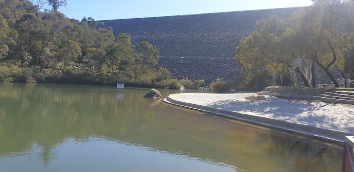 Swimming pool below the dam.