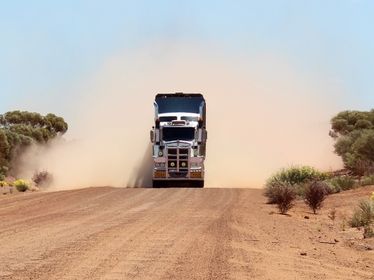 Approaching road train.