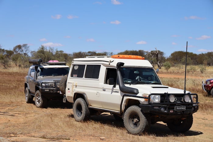 Glenda's FJ Cruiser and Brad's Troopy.