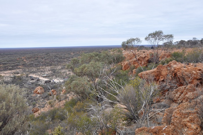 Along the ridge of the breakaway.