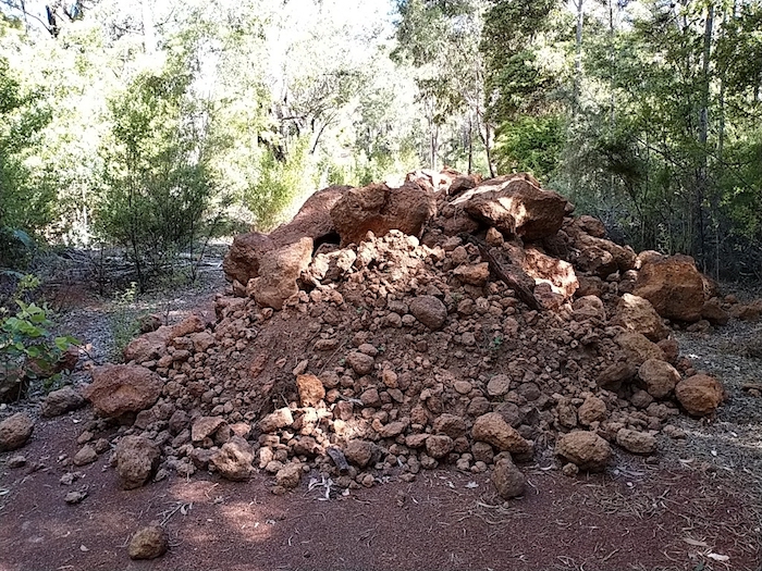 Rocks blocking the track.