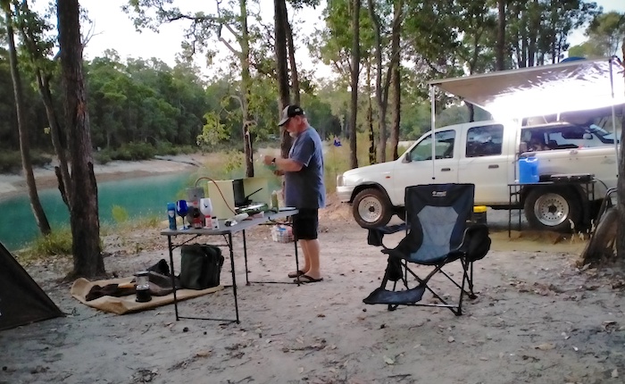 Tim preparing dinner.