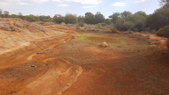 The water around Babington Rock had dried up.
