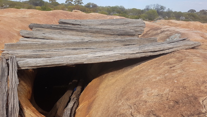Old railway sleepers protect the water supply.