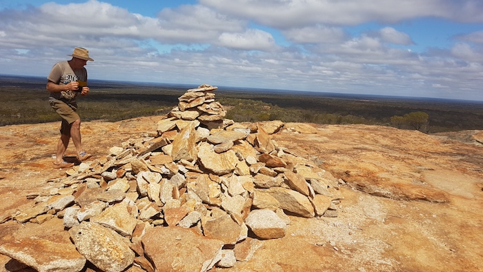 Greg at the cairn on the summit.