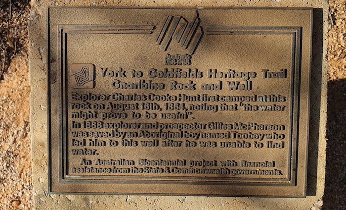 The Bicentennial plaque at Gnarlbine.