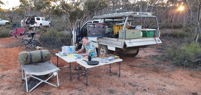 Kim preparing dinner.