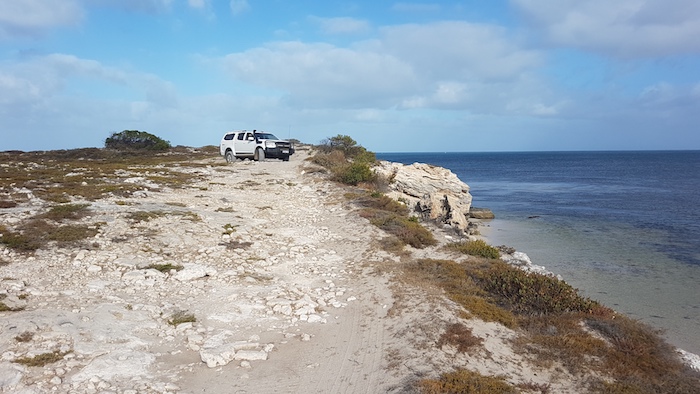 Greg’s Colorado on the cliff top track three kilometres south of Leeman.