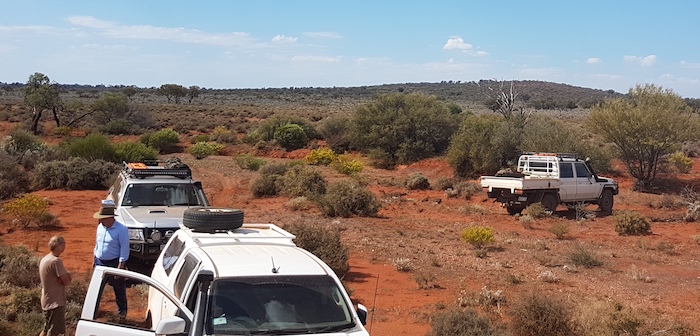On the way to Mount Quin, searching for the track at a creek line. The desired destination is in the background.