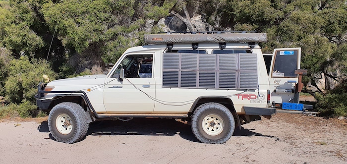 Mushy hung out the solar blanket.
