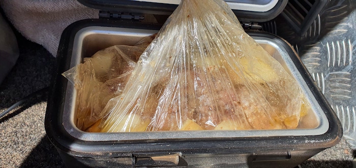 Roast dinner ready to eat.