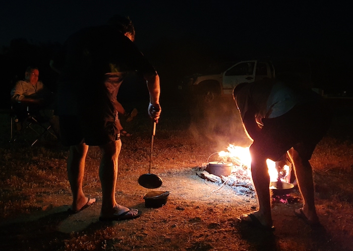 Mike cooking with his camp oven.