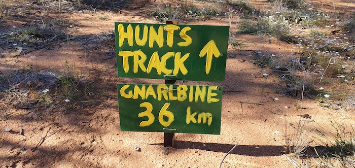 Directional sign at Yerdanie Rock.