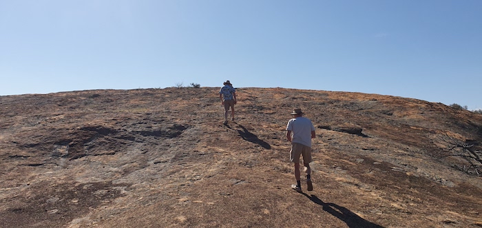 Climbing up Yerdanie Rock.