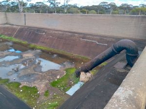 The large pipe brought water into the tank so it could be pumped further east.